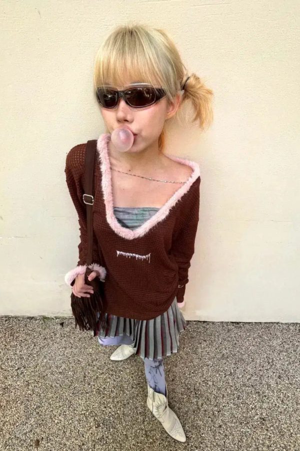 Y2K Deep Neck Sweater