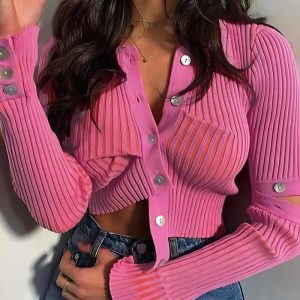 Y2K Detachable Sleeves Crop Cardigan