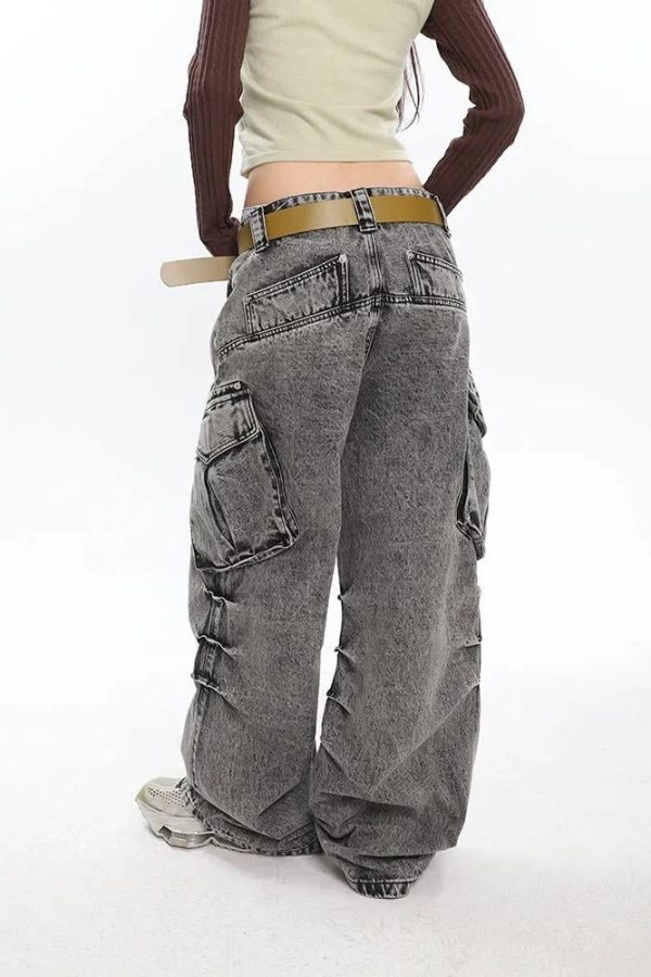 Y2K Distressed Big Pockets Cargo Jeans