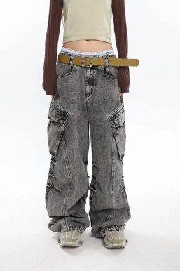 Y2K Distressed Big Pockets Cargo Jeans