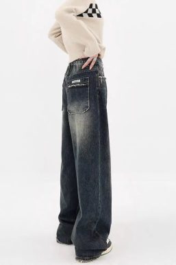 Y2K Distressed Pocket Wide Leg Jeans
