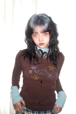 Y2K Dolphin Turtleneck Top