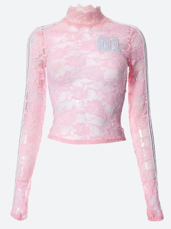 Y2K Embroidered Lace Top