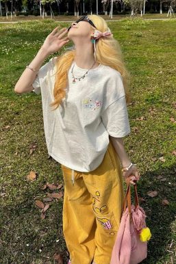 Y2K Embroidered Wide Leg Pants