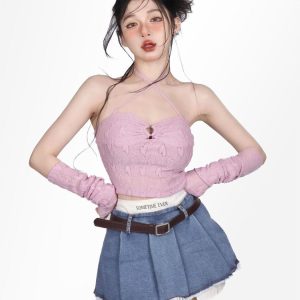 Y2K Fake Two Piece Pleated Mini Skirt