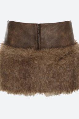 Y2K Faux Fur Mini Skirt