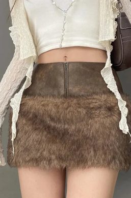 Y2K Faux Fur Mini Skirt