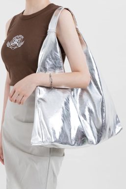 Y2K Faux Patent Leather Hobo Bag