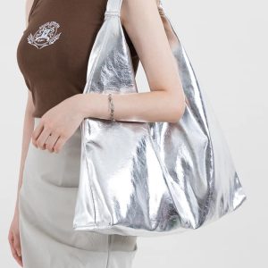 Y2K Faux Patent Leather Hobo Bag
