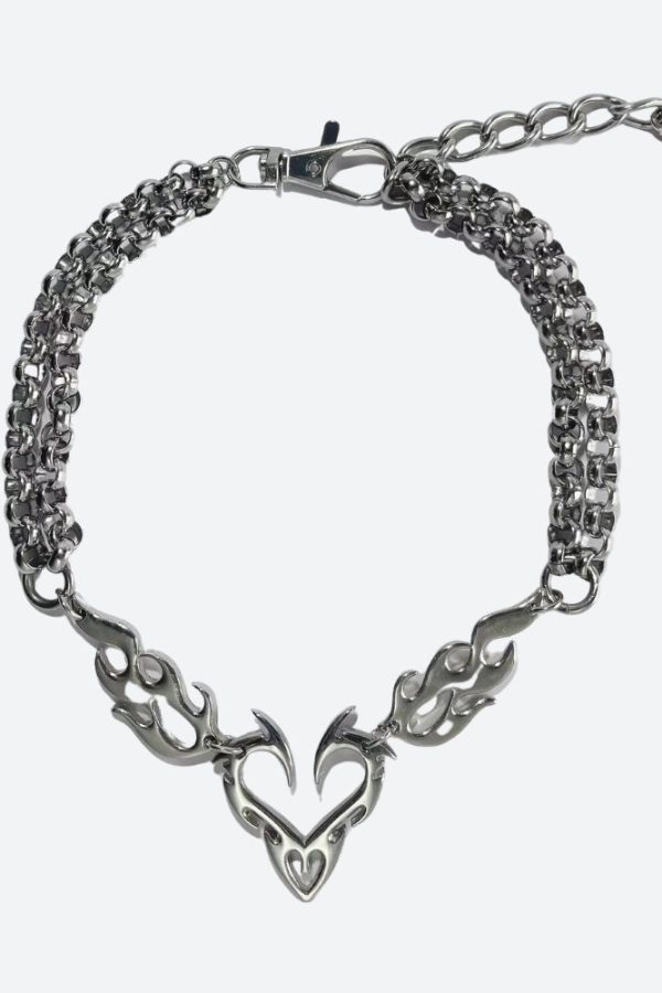 Y2K Flaming Heart Necklace