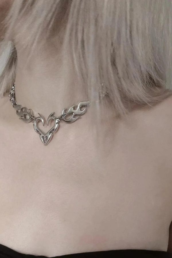 Y2K Flaming Heart Necklace