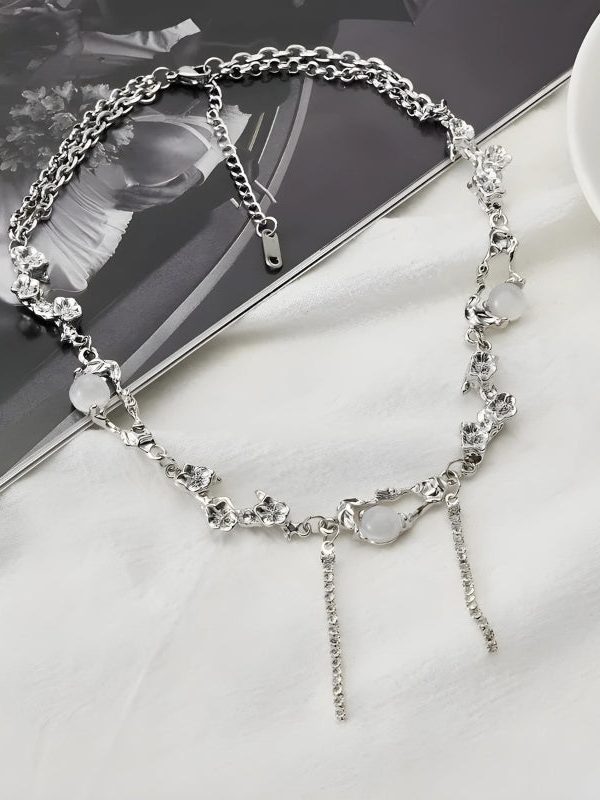 Y2K Flowers Beaded Chain Necklace