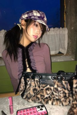 Y2K Fur Trim Plunge Top