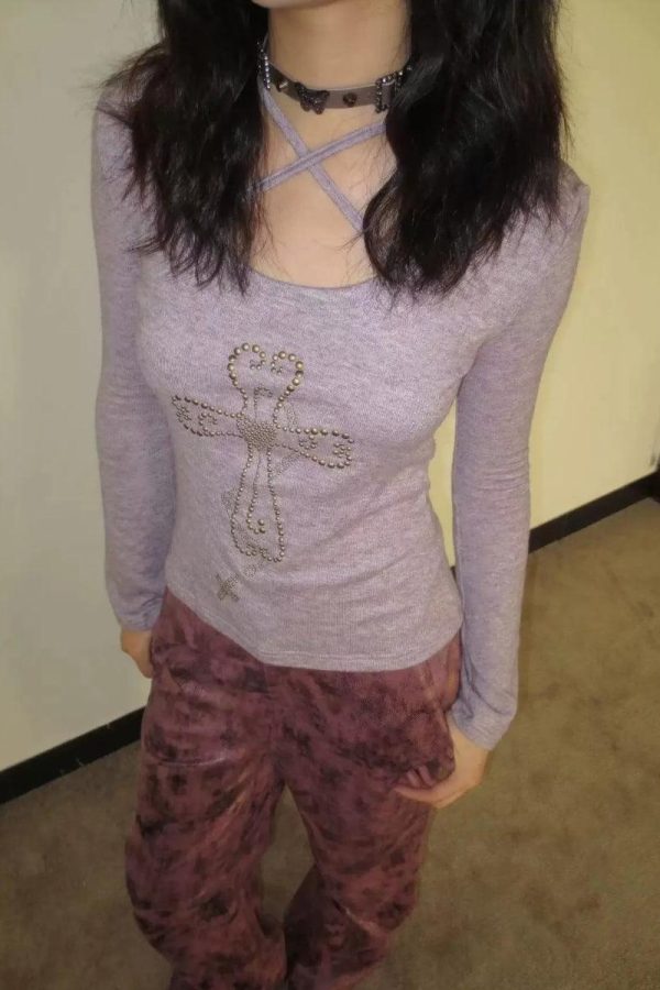 Y2K Golden Cross Top