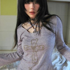 Y2K Golden Cross Top