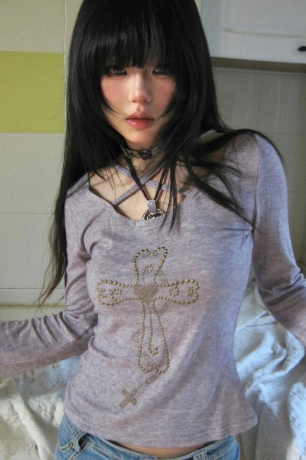 Y2K Golden Cross Top