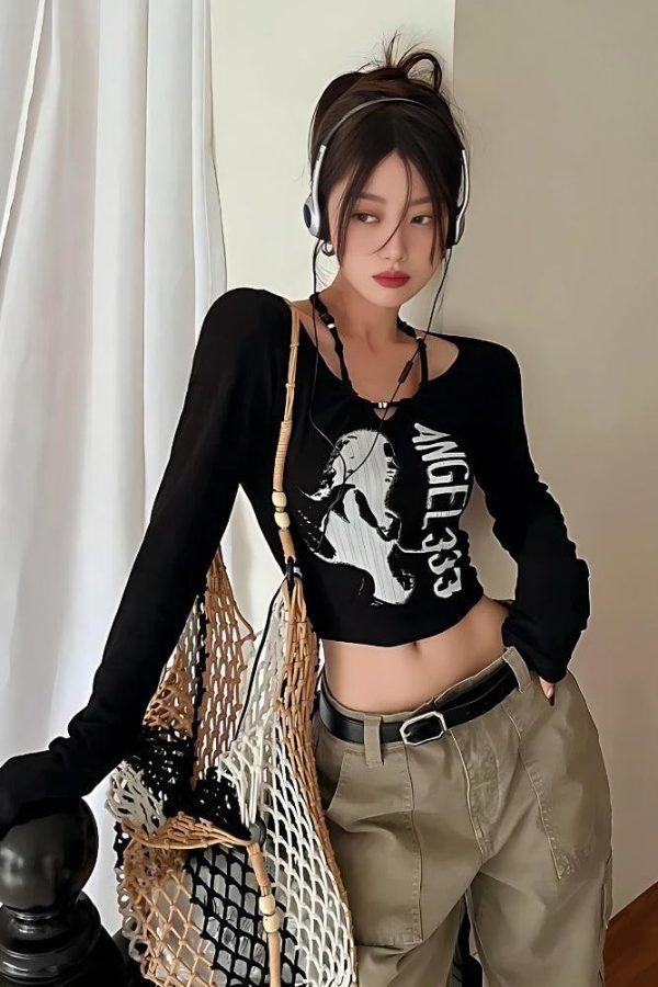 Y2K Grunge Angel 333 Top