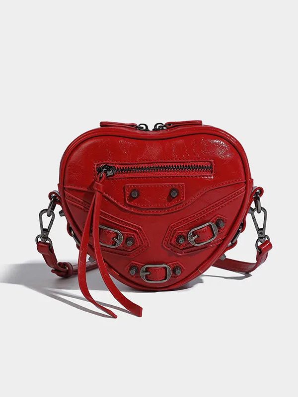 Y2K Grunge Belted Heart Shaped Bag