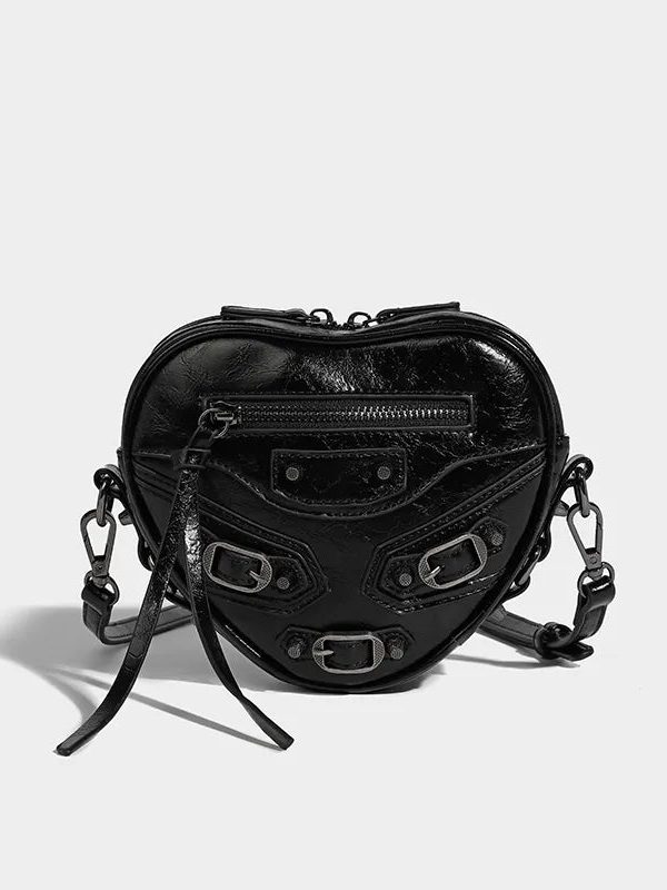 Y2K Grunge Belted Heart Shaped Bag