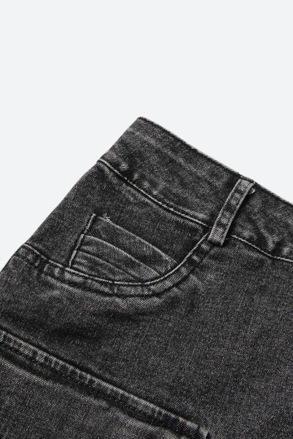 Y2K Grunge Denim Top & Skirt Two Piece Set