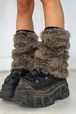 Y2K Grunge Faux Fur Leg Warmers