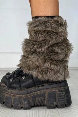 Y2K Grunge Faux Fur Leg Warmers
