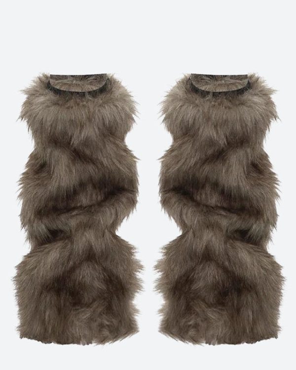 Y2K Grunge Faux Fur Leg Warmers