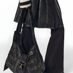 Y2K Grunge Faux Leather Belted Bag