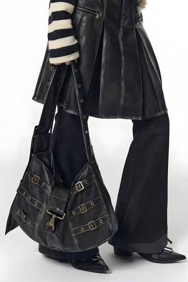 Y2K Grunge Faux Leather Belted Bag