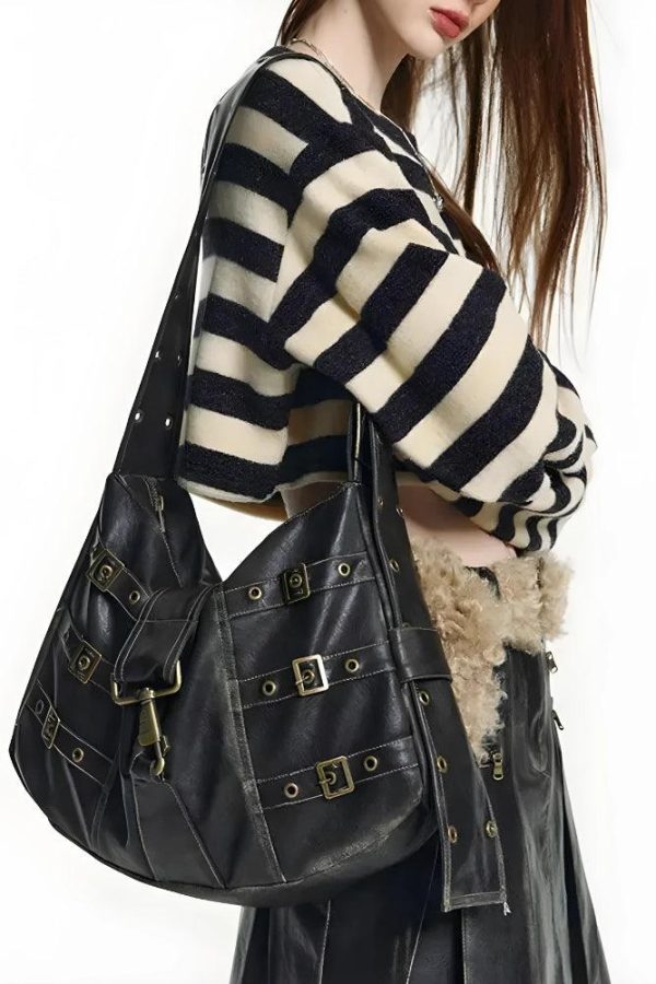 Y2K Grunge Faux Leather Belted Bag