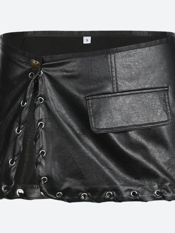 Y2K Grunge Faux Leather Mini Skirt