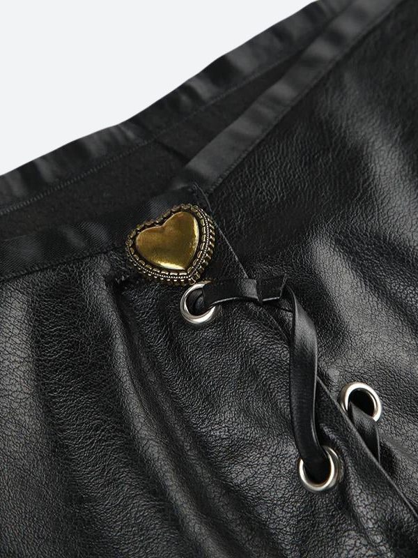 Y2K Grunge Faux Leather Mini Skirt