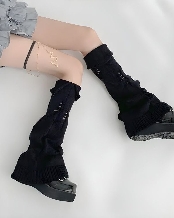 Y2K Grunge Knitted Leg Warmers