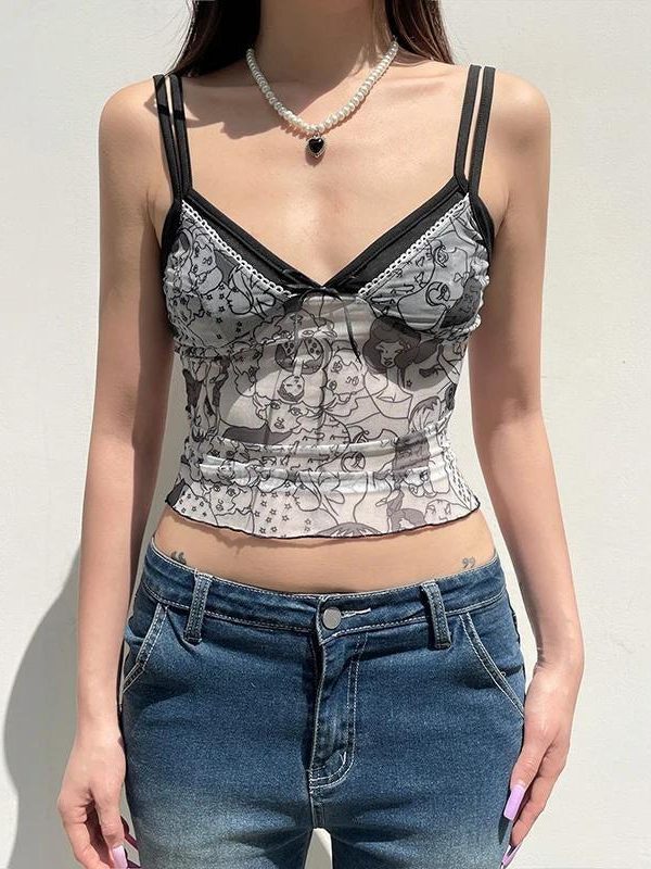 Y2K Grunge Mesh Top