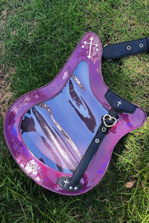 Y2K Guitar and Bass-Shaped Ita Bag with Pin Display Design