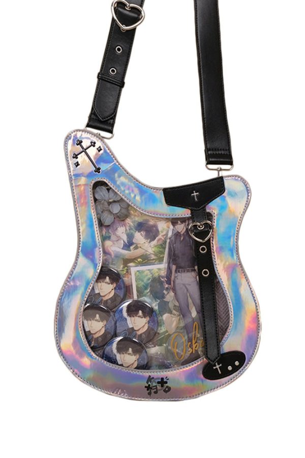 Y2K Guitar and Bass-Shaped Ita Bag with Pin Display Design