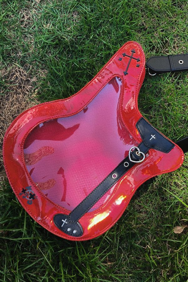 Y2K Guitar and Bass-Shaped Ita Bag with Pin Display Design
