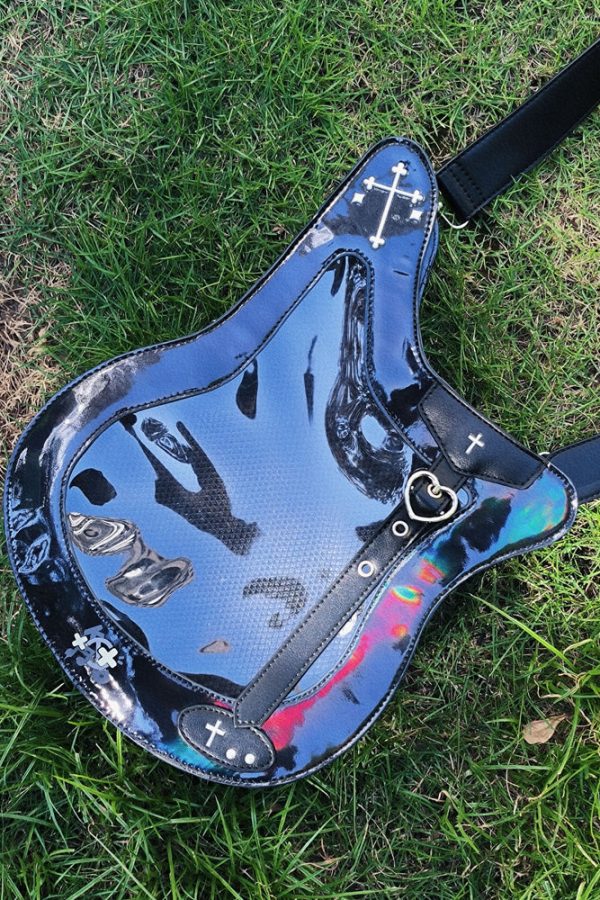 Y2K Guitar and Bass-Shaped Ita Bag with Pin Display Design