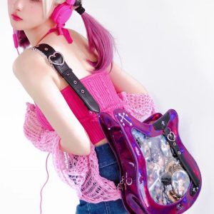 Y2K Guitar and Bass-Shaped Ita Bag with Pin Display Design