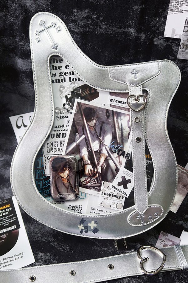 Y2K Guitar and Bass-Shaped Ita Bag with Pin Display Design