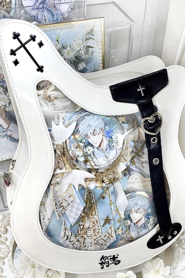 Y2K Guitar and Bass-Shaped Ita Bag with Pin Display Design
