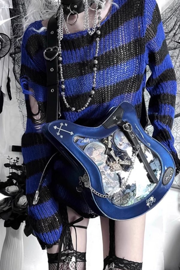 Y2K Guitar and Bass-Shaped Ita Bag with Pin Display Design