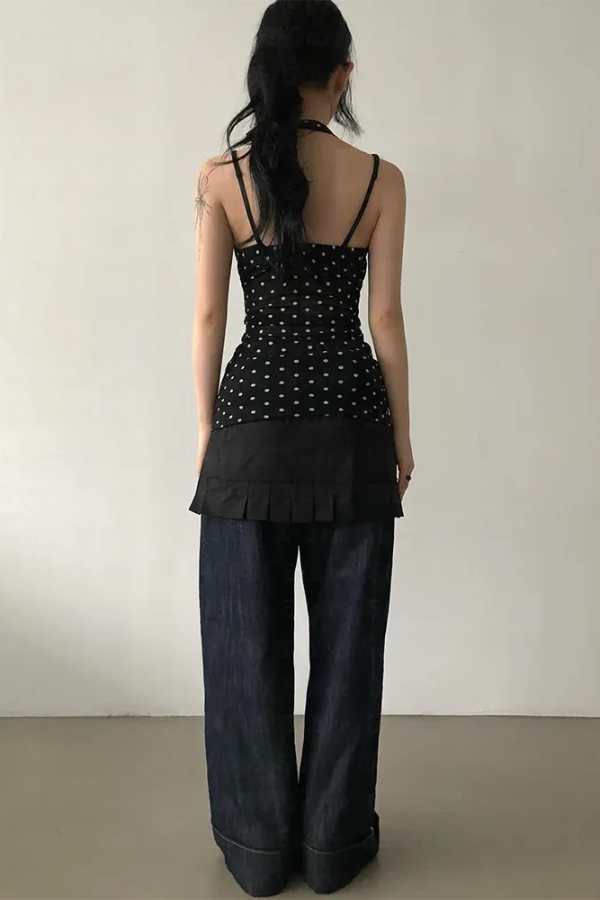 Y2K Halter Neck Polka Dot Top