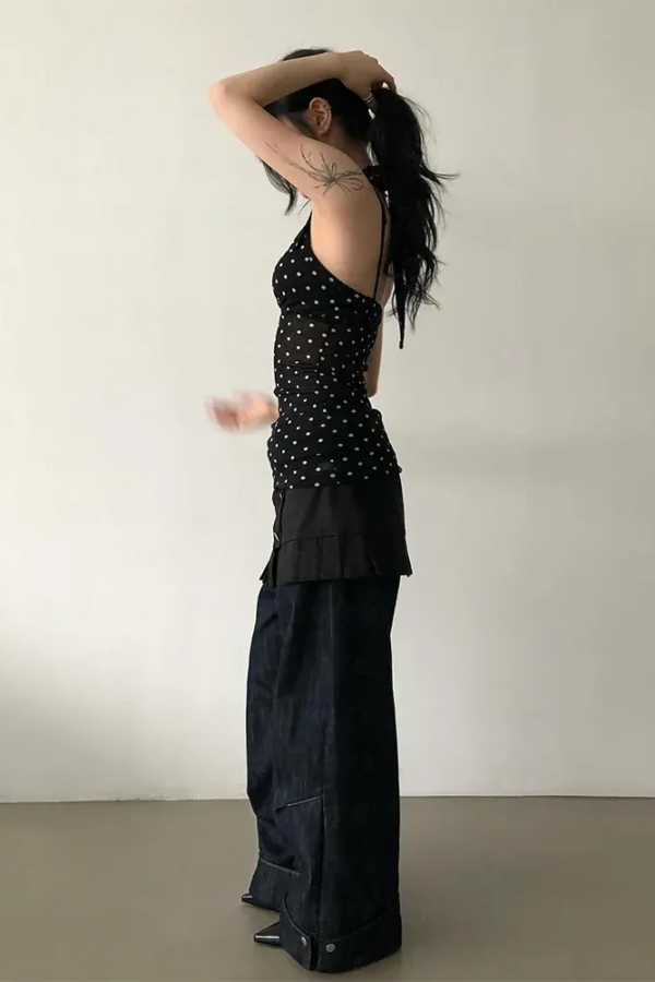 Y2K Halter Neck Polka Dot Top