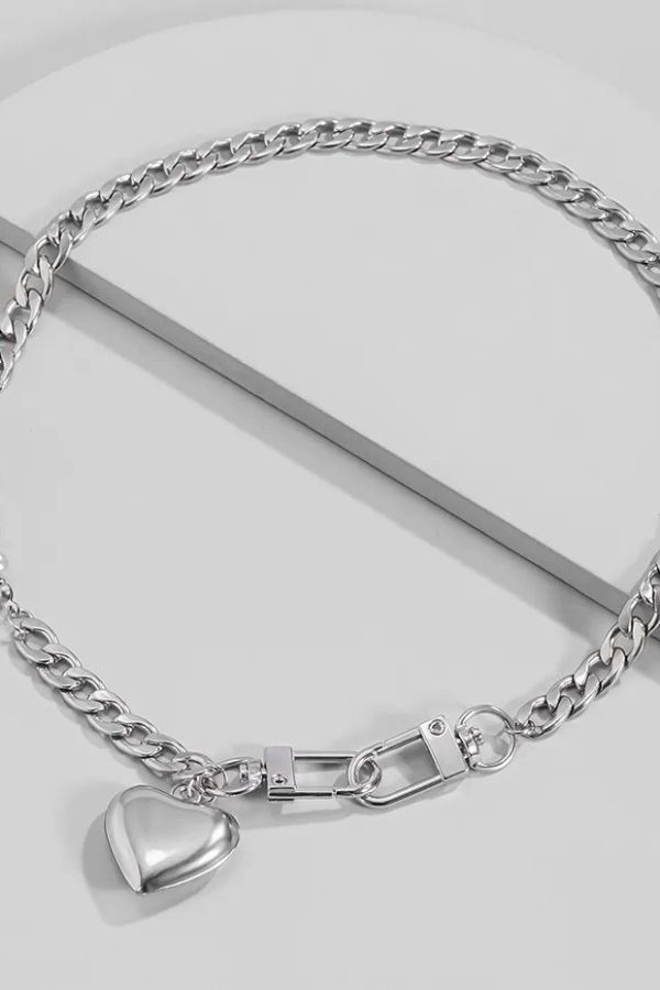 Y2K Heart Chain Beaded Necklace