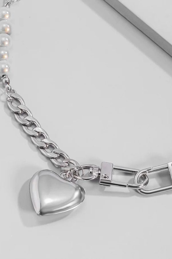 Y2K Heart Chain Beaded Necklace