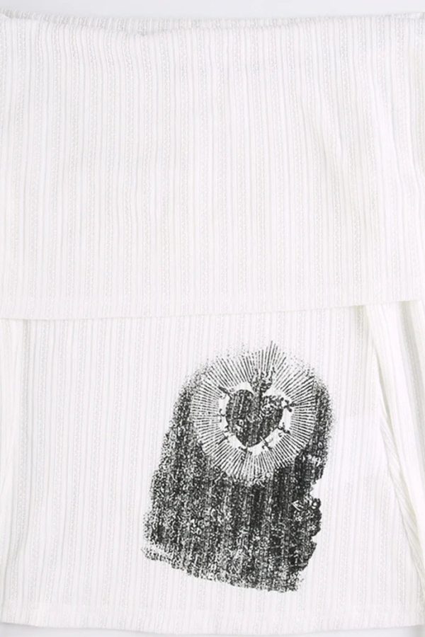 Y2K Heart & Swords Off Shoulder Top