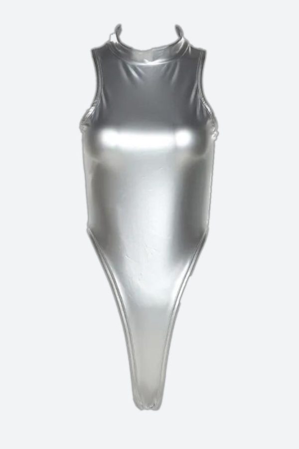 Y2K High Neck Zip-Up Bodysuit