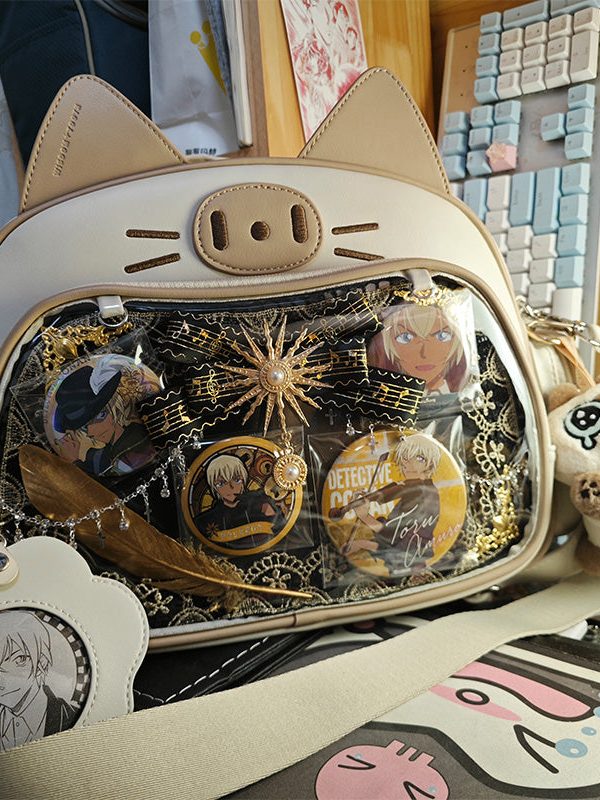 Y2K Japan Silver Cat Pin Backpack