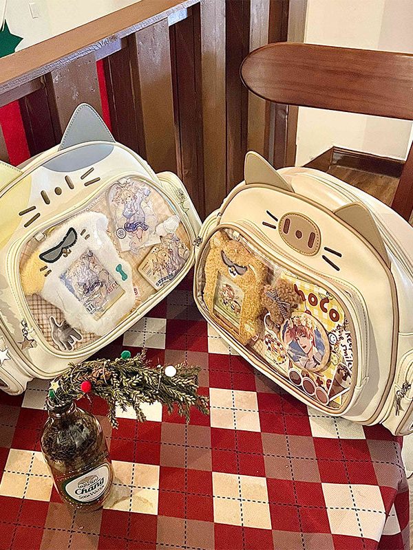 Y2K Japan Silver Cat Pin Backpack